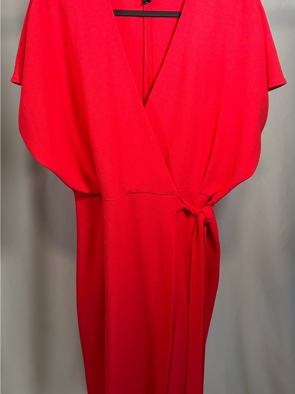 Topshop Coral Wrap Midi Dress with Dramatic Cape Sleeves – US 10